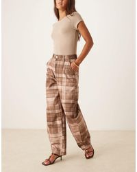 ASOS - – barrel-leg-hose mit verwaschenem karomuster - Lyst