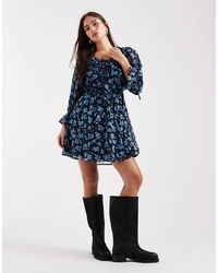 New Look - Floral Chiffon Frill Mini Dress - Lyst