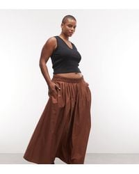 ASOS - Asos Design Curve Elasticated Waist Volume Midi Skirt - Lyst