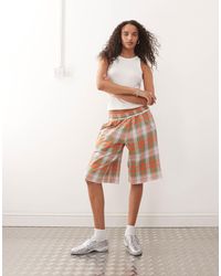 Collusion - Check Print Long Jogger Shorts - Lyst