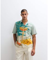 ASOS - Relaxed Seersucker Shirt With Placement Print - Lyst
