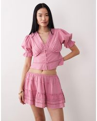 Wednesday's Girl - Co-ord Broderie Tiered Mini Skirt - Lyst