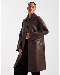ASOS - Asos Design Tall Leather Look Car Coat - Lyst