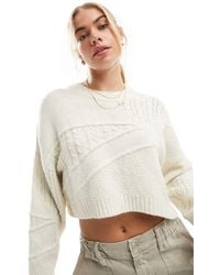 ASOS - Knitted Crew Neck Jumper With Patch Stitch - Lyst