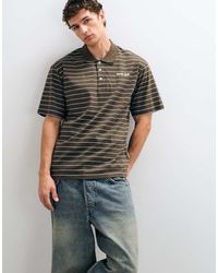 Redefined Rebel - Torrey Polo Extragrande De Manga Corta A Rayas En Café - Lyst
