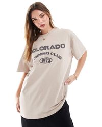 ASOS - T-Shirt Oversize Color Tortora Con Stampa “Colorado” - Lyst