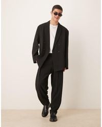 ASOS - Pantalones De Traje Negros De Corte Tapered Extragrande Con Raya Diplomática De - Lyst