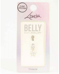 Lovisa - Titanium Cubic Zirconia Flower Drop Belly Bar - Lyst