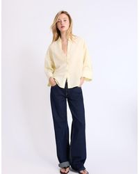 Stradivarius - Linen-effect Kimono Sleeve Shirt - Lyst