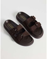 New Look - Faux Suede Double Strap Buckle Sandals - Lyst