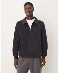 ASOS - Fleece Sweatshirt Met Opstaande Boord, Korte Rits En Kraagje - Lyst