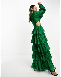 Pretty Lavish - Long Sleeve Cut-out Ruffle Maxi Dress - Lyst
