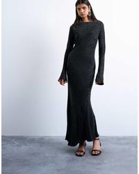 TOPSHOP - Slash Neck Midi Dress - Lyst