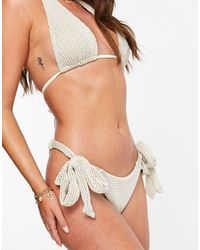 ASOS Mix And Match Crochet Tie Side Bikini Bottom - White