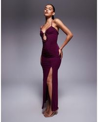 Princess Polly - Soulina Mesh Ruffle Edge Plunge Side Slit Maxi Dress - Lyst