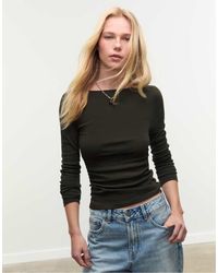 Stradivarius - T-Shirt Met Lange Mouwen En Rimpeleffect - Lyst