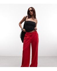 ASOS - Asos Design Petite Relaxed Straight Leg Pants With Linen - Lyst