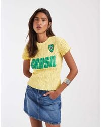 ASOS - Shirred Baby Tee With Brasil Football Graphic - Lyst