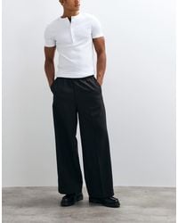 Weekday - Pull On Wide Leg Tailored Trousers - Lyst