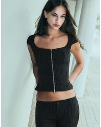 Bershka - Short Sleeve Zip Top - Lyst
