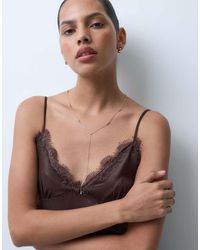 ASOS - Collar De Cadena Fina Estilo Lariat Con Detalle De Strass De - Lyst