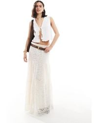 Stradivarius - Boho Lace Midi Skirt - Lyst