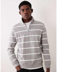 ASOS - Essential Striped Half Zip Sweatshirt - Lyst