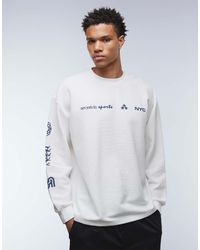 ASOS - Oversized T-Shirt Van Zware Stof Met Lange Mouwen, Grafische Street-Print En Wafelstructuur - Lyst