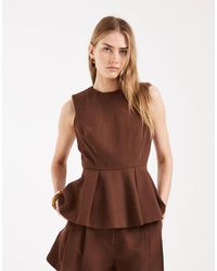 ASOS - Tailored Peplum Shell Top With Linen - Lyst