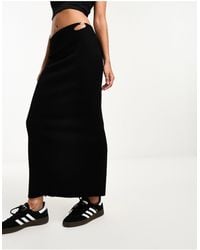 Bershka - Cut Out Buckle Detail Knitted Midi Skirt - Lyst