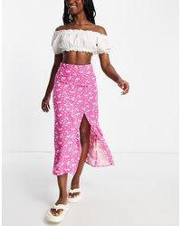 ASOS - Midi Sliprok Met Dijsplit En Fijne Print - Lyst
