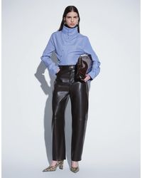Mango - Faux Leather Barrel Trouser - Lyst