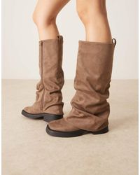 ASOS - Caden Chunky Fold Over Flat Knee Boot - Lyst