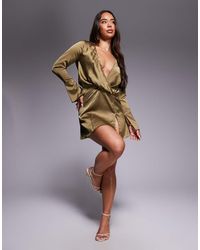 ASOS - Satin Bias Cut Drape Mini Dress With Button Detail - Lyst
