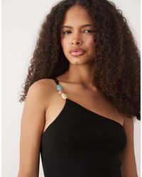 Mango - One Shoulder Beaded Sleeveless Top - Lyst