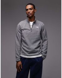 The North Face - Polar Gris Jaspeado Con Logo Y Cremallera Corta Glacier De - Lyst