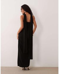 TFNC London - Slinky Bandeau Ruched Maxi Dress With Scarf - Lyst