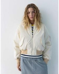Pull&Bear - Bomber Jacket With Label - Lyst