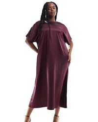 ASOS - Asos Design Curve Satin Oversized Midi T-shirt Dress - Lyst