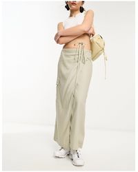 Weekday - Fold Linen Blend Cargo Midi Skirt - Lyst