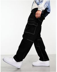 Bershka - Pantalon cargo ample à coutures contrastantes - Lyst