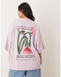 ASOS - Asos Design Curve Boyfriend Fit T-shirt With Flower Back Graphic - Lyst
