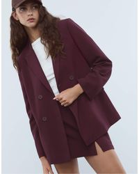 Stradivarius - Blazer à double boutonnage - bordeaux - Lyst