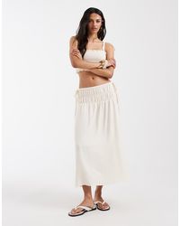 ASOS - Linen Look Shirred Waist Maxi Skirt - Lyst