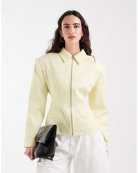 ASOS - Linen Look Cinch Waist Zip Through Jacket In - Lyst