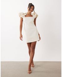 Y.A.S - exaggerated Ruffle Sleeve Square Neck Mini Dress - Lyst