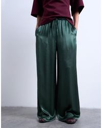 TOPSHOP - Crinkle Satin Wide Leg Trouser - Lyst