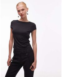 ASOS - Top Van Gladde Stof Met Kapmouwtjes En Laag Uitgesneden Achterkant - Lyst