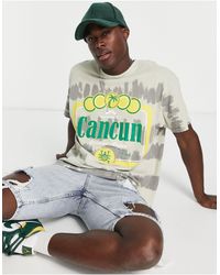 TOPMAN - Oversized Fit Tie Dye Stripe T-shirt With Cancun Print - Lyst