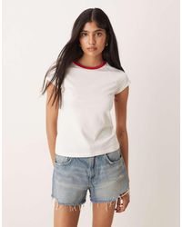 JJXX - T-Shirt Color Panna Con Profili A Contrasto - Lyst